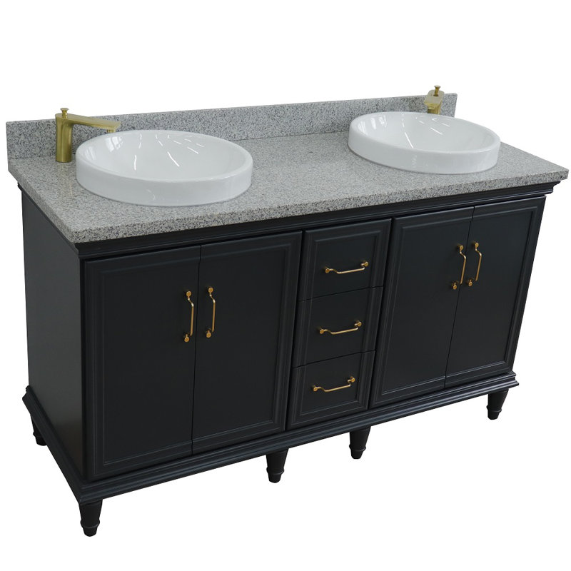 Breakwater Bay Pompano 61'' Freestanding Double Bathroom Vanity with Granite Vanity Top Wayfair